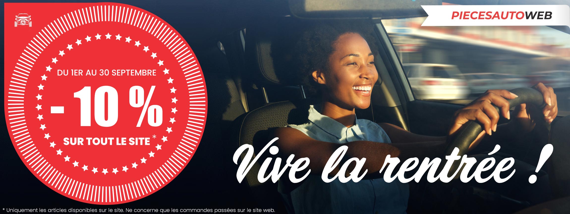 Les soldes en septembre c'est -10% sur tout le site Pièces Auto Web !